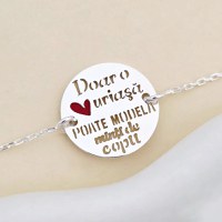 Bratara personalizata - Educatoare/Invatatoare - Banut decorat cu email si text decupat - Argint 925 - cu lantisor - 1