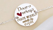 Bratara personalizata - Educatoare/Invatatoare - Banut decorat cu email si text decupat - Argint 925 - cu lantisor