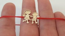 Bratara Personalizata Familie - 2 Membri - Aur Galben 14K cu Snur Regabil