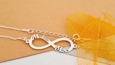 Bratara personalizata - Infinit cu 2 nume decupate - cu lantisor - Argint 925