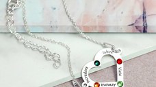 Bratara personalizata - Iubire nelimitata - Inima cu 4 nume gravate si cristale Swarovski - Argint 925, cu lantisor