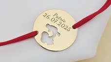Bratara personalizata - Mama&bebe - Argint 925 placat cu Aur Galben 18K, snur reglabil - diverse culori
