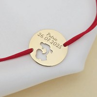 Bratara personalizata - Mama&bebe - Argint 925 placat cu Aur Galben 18K, snur reglabil - diverse culori - 1