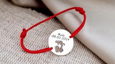 Bratara personalizata - Mama&bebe - Argint 925, snur reglabil - diverse culori