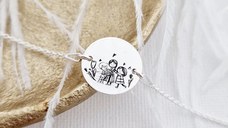 Bratara personalizata - Mama - fiica - fiu - Banut de 15 mm - Argint 925 - cu lantisor