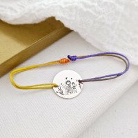 Bratara personalizata - Mama si 2 baieti - Banut de 15 mm - Argint 925 - snur reglabil - 1