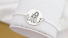Bratara personalizata - Mama si fiica - Banut de 15 mm - Argint 925 - cu lantisor
