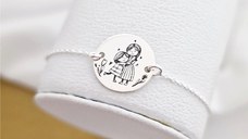 Bratara personalizata - Mama si fiica - Banut de 15 mm - Argint 925 - cu lantisor