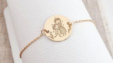 Bratara personalizata - Mama si fiica - Banut de 15 mm - Argint 925 placat cu Aur Galben 18K - cu lantisor