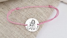 Bratara personalizata - Mama si fiica - Banut de 15 mm - Argint 925 - snur reglabil