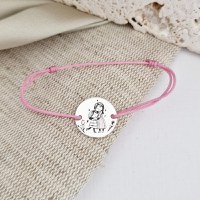 Bratara personalizata - Mama si fiica - Banut de 15 mm - Argint 925 - snur reglabil - 1