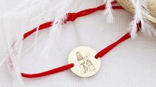 Bratara personalizata Mama si Fiica - Banut de Aur Galben 14K - Snur Reglabil
