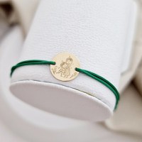 Bratara personalizata - Mama si fiica - Imbratisare - Banut de 12 mm - Aur Galben 14K - snur reglabil - 1