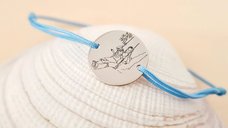 Bratara personalizata mama si fiica pe leagan, din argint 925, cu snur reglabil in diverse culori