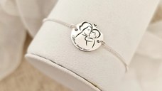 Bratara personalizata mama si pui - Mereu langa tine - Lantisor glisant ajustabil - Argint 925