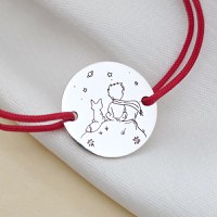 Bratara personalizata - Micul print - banut de 15 mm - Argint 925 - snur reglabil - 1