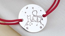 Bratara personalizata - Micul print - banut de 15 mm - Argint 925 - snur reglabil