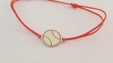Bratara Personalizata Minge de Tenis din Aur Galben 14k cu Snur Reglabil
