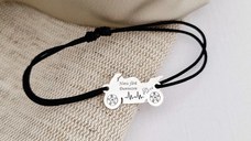 Bratara personalizata - Motocicleta - Argint 925, snur diverse culori reglabil