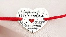 Bratara personalizata - Pandantiv inima Invatatoare - email rosu - Argint 925 - Snur reglabil