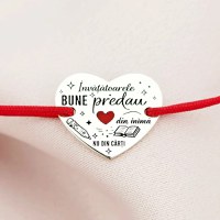 Bratara personalizata - Pandantiv inima Invatatoare - email rosu - Argint 925 - Snur reglabil - 1