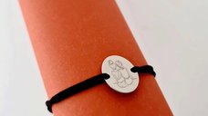 Bratara personalizata pentru surori - banut 12 mm din Aur Alb 14K cu snur ajustabil