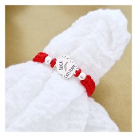 Bratara personalizata - Picioruse cu 2 bilute 4 mm - Argint 925 - Snur impletit reglabil - 1