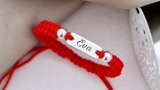 Bratara personalizata - Placuta cu 2 bilute 4 mm - Argint 925 - Snur impletit reglabil