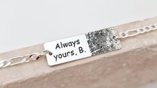 Bratara personalizata - placuta cu amprenta si text gravat - Argint 925 - bratara barbati cu lant