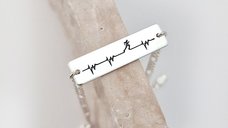 Bratara personalizata - Placuta cu bataia inimii si alergator - Argint 925 - bratara barbati cu lant