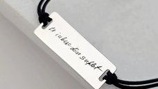 Bratara personalizata - Semnatura sau gravura scrisului de mana - Placuta Argint 925 - Snur reglabil