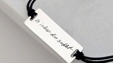 Bratara personalizata - Semnatura sau gravura scrisului de mana - Placuta Argint 925 - Snur reglabil