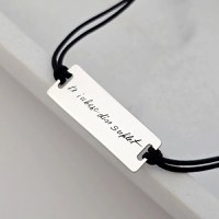Bratara personalizata - Semnatura sau gravura scrisului de mana - Placuta Argint 925 - Snur reglabil - 1