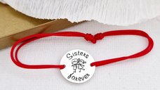 Bratara personalizata Sisters Forever din Argint 925 cu snur reglabil