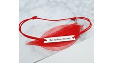 Bratara personalizata - Te iubim mami - Argint 925 cu snur rosu