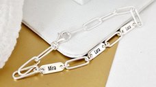 Bratara personalizata TOTUL MEU - 3 pandantive si lant din argint 925 cu zale mari