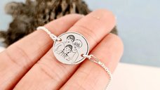 Bratara Personalizata Trei Generatii din Argint 925 cu Banut de 15 mm