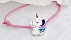 Bratara personalizata - Unicorn decorat cu email - Argint 925 - Snur reglabil, diverse culori