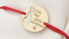 Bratara personalizata - Viitoare Mamica - Argint 925 placat cu aur Aur Galben 18K, snur reglabil - diverse culori