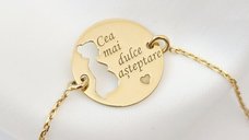 Bratara Personalizata Viitoare Mamica din Argint 925 cu Placaj de Aur Galben 18K