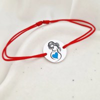 Bratara personalizata - Viitoare Mamica - Inimioara Decorata cu Email Albastru - Argint 925 - Snur reglabil - 1