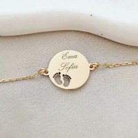 Bratara Picioruse decupate - Argint 925 placat cu Aur Galben 18K - cu lantisor - 1