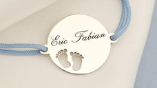 Bratara Picioruse decupate - Argint 925, snur rosu