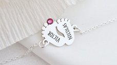 Bratara picioruse personalizate cu lantisor - Argint 925 - Cristal Swarovski
