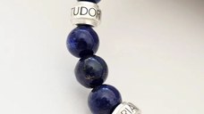 Bratara pietre semipretioase Lapis Lazuli de 8 mm - trei cilindrii din Argint 925 - Snur negru rezistent si reglabil