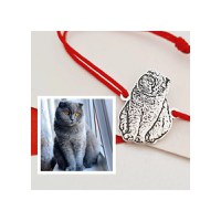 Bratara pisica iubita - Personalizare cu poza - Argint 925 - Snur reglabil, diverse culori - 1