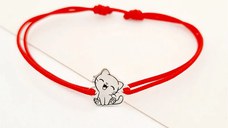 Bratara Pisicuta jucausa - Argint 925 - Snur reglabil, diverse culori