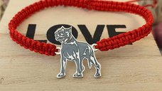 Bratara Pitbull din Argint 925 cu snur reglabil impletit