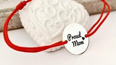 Bratara Proud Mom - Argint 925 cu Snur Reglabil Rosu