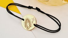 Bratara Raza Credinței - Bijuterie cu Har - Argint 925 placat cu Aur Galben 18K - Snur reglabil